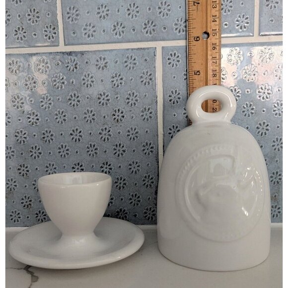 Pottery Barn Bunny Easter Egg Cup And Chloche White Porcelain - Picture 3 of 8